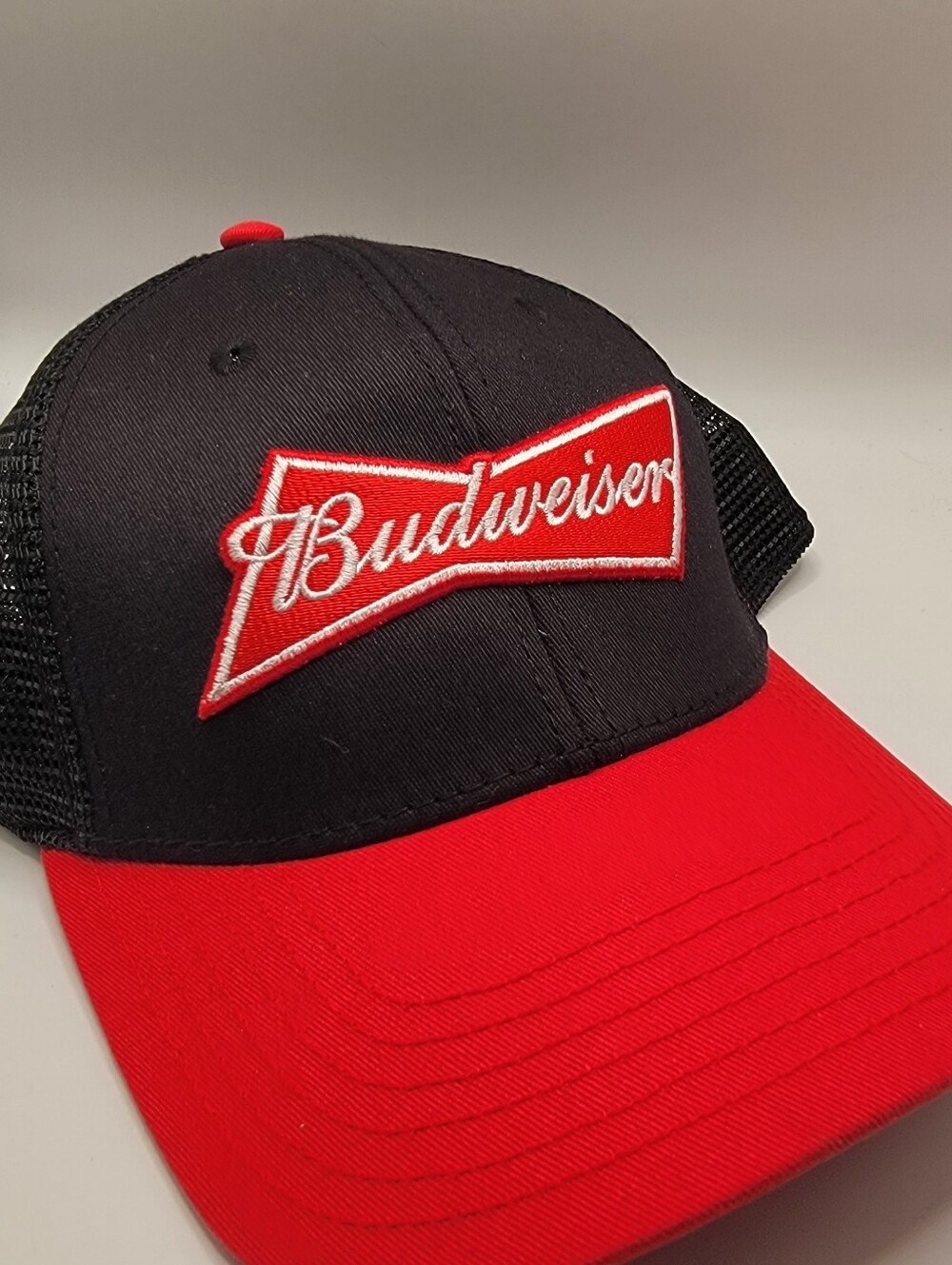 Budweiser Black and Red Mesh Back Snapback Hat